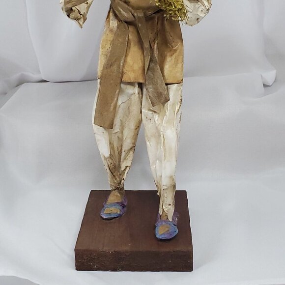 VTG handmade Mexican paper mache folk art couple Farmer & Lady Figurines - Picture 9 of 16